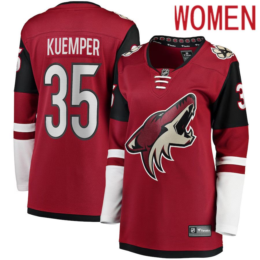 Women Arizona Coyotes #35 Darcy Kuemper Fanatics Branded Garnet Home Premier Breakaway Player NHL Jersey